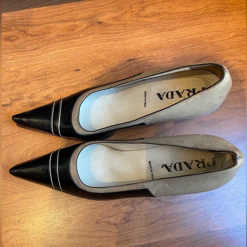 Prada Two-Tone Black and Cream Pumps